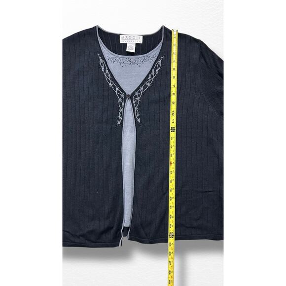 Vintage 100% Silk Maggie McNaughton Layered Sweater, Size 1X - Picture 7 of 8